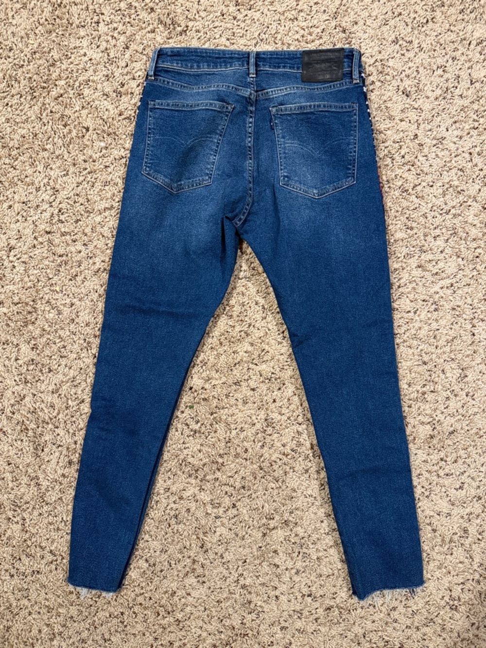 Levi’s size 30 high rise skinny raw hem jeans with patterned sides - Picture 3 of 4